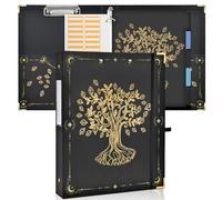 Cenvialuxy Classeur A4 3 Anneaux, 2 en 1 Porte Document avec Bloc, Dossier Rangement Documents avec Fiche Bristol, Classeur Rigide Dos 40 mm pour Stocker, Classer (Arbre à Argent)