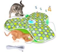 CenviaLuxy Jouet interactif pour chat, oiseau volant, avec plume 2 en 1 et mode recherche, attrapant une petite souris mystérieuse, jouet d'intérieur amusant pour chats et chatons, rechargeable 14 x