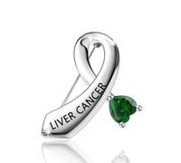 CENWA Broche en forme de ruban vert pour sensibilisation au cancer du foie - Cadeau pour guerrier, Cuivre et zircon, Pas de gemme