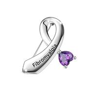 CENWA Broche en forme de ruban violet pour sensibilisation à la fibromyalgie - Cadeau de sensibilisation à la fibromyalgie, 3.5*4CM, Cuivre