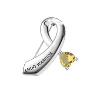 CENWA Broche en ruban jaune pour sensibilisation aux guerriers Endo - Cadeau pour l'endométriose, l'endométriose, les maladies chroniques, Cuir