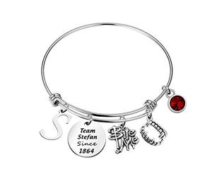 CENWA Team Damon/Stefan/Salvatore Since 1864 Porte-clés Vampire Fandom Idée cadeau (Team Stefan br), couleur acier, taille L