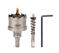 CENYB scie cloche metal 1-13/16" (46mm) à pointe en carbure de tungstène, avec 2 forets pilotes titanées - Idéale pour métaux durs, acier inoxydable, fer, alliage d'aluminium, bois et plastique