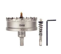 CENYB scie cloche metal 3-7/16" (87mm) à pointe en carbure de tungstène, avec 2 forets pilotes titanées - Idéale pour métaux durs, acier inoxydable, fer, alliage d'aluminium, bois et plastique