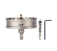 CENYB scie cloche metal 4-1/2" (114mm) à pointe en carbure de tungstène, avec 2 forets pilotes titanées - Idéale pour métaux durs, acier inoxydable, fer, alliage d'aluminium, bois et plastique