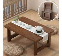 CenYiDsque Table de thé Pliante 60x40x40 cm Marron - Table Basse Portable pour méditation, Salon ou Salle de thé, prête à l'emploi