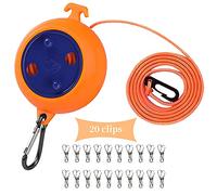 CenYouful Corde à Linge Rétractable, 10M Fil Linge Retractable Exterieur Portable, Corde à Linge Antidérapante Camping Accessoires avec 20 Pinces à Linge pour Intérieur, Extérieur, Camping Car