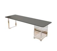 Cenz-888 Bureau Informatique Bureau d'étude Moderne avec étagères Ouvertes, Plateau en Pierre et Cadre Acrylique, Table Blanche for Ordinateur Portable, Bureau à Domicile(Noir,S)