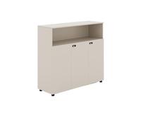 Cenz-888 Classeur Bureau Gris et Blanc à Trois Portes avec cloison de Rangement, Armoire Basse en Bois Serrure for Le des données Support d'imprimante