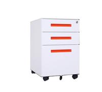 Cenz-888 Classeur Classeur Mobile en Acier coloré sous Le Bureau, Meuble de Rangement épais à Trois tiroirs avec roulettes Support d'imprimante(Orange)