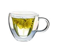 Cenz-888 Verres à eau Tasses à café en verre transparent en forme de cœur, 180/240 ml, à double paroi et avec anse pour la maison Cuisine(Petit)
