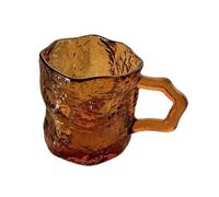 Cenz-888 Verres à eau Verre à boire texturé glacier de 20 cl, verre transparent massif avec anse for eau, lait, jus et café pour la maison Cuisine(Amber)