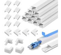 CEOTIS Lot de 10 goulottes autocollantes blanches de 4 m - 40 x 15 x 10 mm - Avec 15 accessoires - En PVC - Pour cacher les câbles dans la maison/le bureau