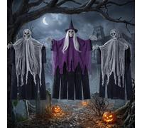 CEOTIS Lot de 3 décorations d'Halloween fantômes à suspendre pour extérieur, intérieur, cour, jardin, fête