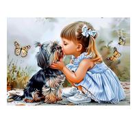 CEOVR Diamond Painting Adulte, Filles et Chiens Diamant Adulte,5D DIY Diamond Art Kit 30x40cm,Papillons et Animaux