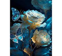 CEOVR Diamond Painting Adulte, Peinture Diamant Adulte,5D DIY Diamond Art Kit Complet,30x40cm (bleu doré noir)