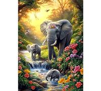 CEOVR Éléphants Diamond Painting Adulte, Éléphants Dans la Forêt Diamant Painting Adulte,5D DIY Diamond Art Kit 30x40cm