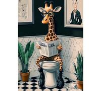 CEOVR Kit Diamond Painting Adulte Girafe Peinture Diamant Adulte,5D DIY Diamond Art Kit Complet,Animal Lisant le Journal,30x40 cm