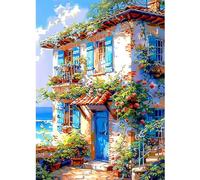 CEOVR Maison Diamond Painting Adulte, Peinture Diamant Adulte,5D DIY Diamond Art Kit Complet,Maison Fleurie,30x40cm