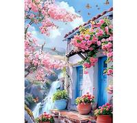 CEOVR Paysage Diamond Painting Adulte, Peinture Diamant Adulte,5D DIY Diamond Art Kit Complet,Maison à la Montagne,30x40cm