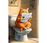 CEOVR Peinture Diamant Adulte Chat 5D Diamond Painting Complet,Animal Chats Painting Diamant,Chat Orange Lisant un Journal Diamond Painting Adulte 30x40 cm
