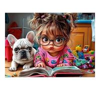 CEOVR Peinture Diamant Adulte Fille Mignonne,30x40cm Diamond Painting Adulte ,5D DIY Diamond Art Kit Chien et Fille