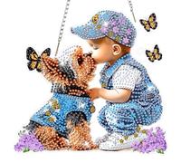 CEOVR Peinture Diamant Adulte Pendentif Chiens,5D Ornement de Diamond Painting,Mignon Kits de Hanging pour Peinture au Diamant,Diamond Painting Adulte, 20x18.5cm