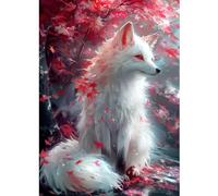 CEOVR Renard Diamond Painting Adulte, Diamant Painting Adulte,5D DIY Diamond Art Kit 30x40cm,Érable et Renard Blanc