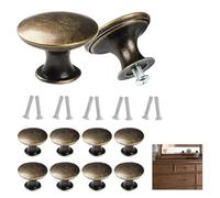 CeoxThao 10 Pièces Boutons de Tiroir Vintage en Bronze Antique, Rond Boutons de Porte D'armoire, Poignée Meuble Cuisine Bouton, pour Armoires, Commodes, Placards et Meubles, Style Classique Elégant