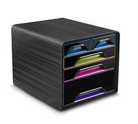 CEP Bloc de classement Module Organisateur 5 tiroirs (2 petits, 2 standards, 1 grand) Rangement documents Bureau Smoove Noir Multicolore subtil