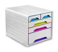 CEP Bloc de classement Module Organisateur 5 tiroirs (2 petits, 2 standards, 1 grand) Rangement documents Bureau Smoove Blanc Arctic Gloss