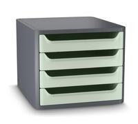 CEP Bloc de classement Premier prix Organisateur Plastique recyclé 4 tiroirs Rangement documents Bureau First GreenSpirit Vert sauge