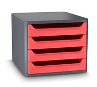 CEP Bloc de classement Premier prix Organisateur Plastique recyclé 4 tiroirs Rangement documents Bureau First GreenSpirit Rouge coquelicot