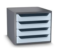 CEP Bloc de classement Premier prix Organisateur Plastique recyclé 4 tiroirs Rangement documents Bureau First GreenSpirit Bleu pâle