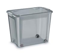 Cep Boîte de rangement à roulettes 67 L avec couvercle - Gris translucide