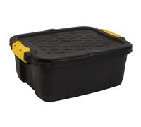 CEP Boîte de rangement bricolage Heavy Duty robuste noire - Couvercle avec poignées clipsées - Capacité 24L