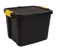 CEP Boîte de rangement bricolage Heavy Duty robuste noire - Couvercle avec poignées clipsées - Capacité 42 L