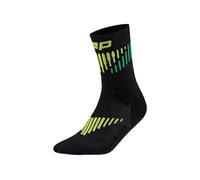 CEP Core Run Chaussettes en laine mérinos, coupe moyenne, 3.0, homme, Noir/vert lime, 45-48
