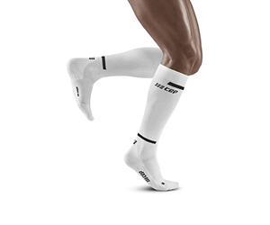 CEP Hommes The Run Socks Tall V4 Vêtements De Course Chaussettes De Compression White - Blanc V
