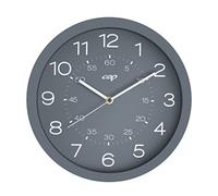 CEP Horloge Murale Ronde Analogique Silencieuse 30cm Double Graduation Maison Cuisine Chambre Bureau Mineral Gris