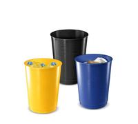 CEP Lot de 3 Maxi corbeilles recyclage 40L, coloris assortis : Jaune, Bleu, Noir
