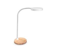 CEP Lampe de Bureau LED FLEX Moderne à Intensité Variable, Interrupteur Tactile, Lampe Blanc Socle Bois