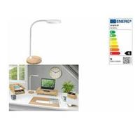 CEP Lampe de bureau Kléo – LED intégrée 7W, bras flexible, variateur d'intensité – Blanc socle Chêne