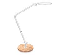CEP Lampe de Bureau LED GIANT Grand Format Tête Orientable avec Ampoule LED Interrupteur Tactile d’Intensité et de Couleur Blanc Socle Bois