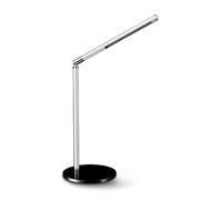 CEP Lampe de Bureau LED Orientable à 360° avec Interrupteur Tactile Variateur d’Intensité, Socle Extra Plat Design Compact et Moderne, Noir et Gris Métal