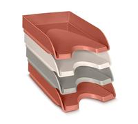 CEP Lot 4 Corbeilles à courrier Banette Organiseur Terracotta/Sable/Beige - Rangement Bureau Papier cahiers formats A4 et 24x32cm Colori Assorti