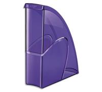 CEP Porte-revues HAPPY en polystyrène translucide - Dimensions H31 x P27 cm, dos 8,5cm. Coloris Violet