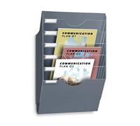 CEP Présentoir mural 6 compartiments Trieur pour documents Support rangement Dossiers vertical en plastique recyclé Format 24 x 32 cm coloris Gris orage