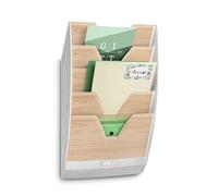 CEP Présentoir mural Trieur 5 compartiments Support rangement Documents vertical Format 24x32cm Fixation murale Impression bois Silva Hêtre