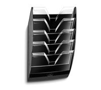 CEP Présentoir mural Trieur 5 compartiments Support rangement Documents vertical Format 24x32cm Fixation murale Noir/Cristal